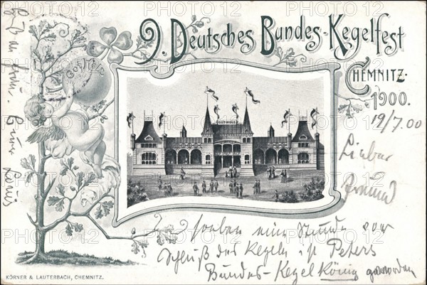 German Federal Skittles Festival in Chemnitz in 1900, Saxony, Germany, digitally enhanced
