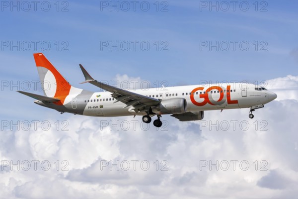 A GOL Boeing 737-8 MAX aircraft with the registration PR-XMK at Miami Airport, USA, North America
