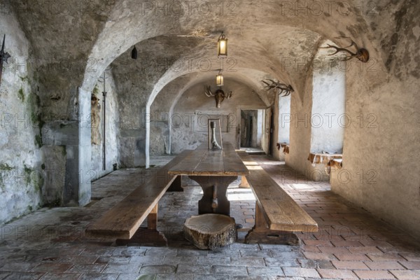 Knights' Hall in the historic Meersburg Castle, museum, place of interest, Lake Constance, Lake