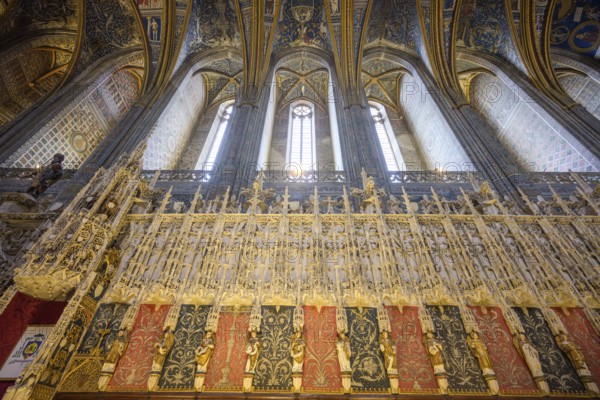 Detail of the choir in St Cecilia's Cathedral, Albi, Département Tarn, France, Europe