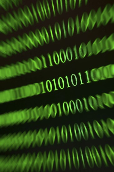 Diagonal green binary numbers with speed effect, digital data flood