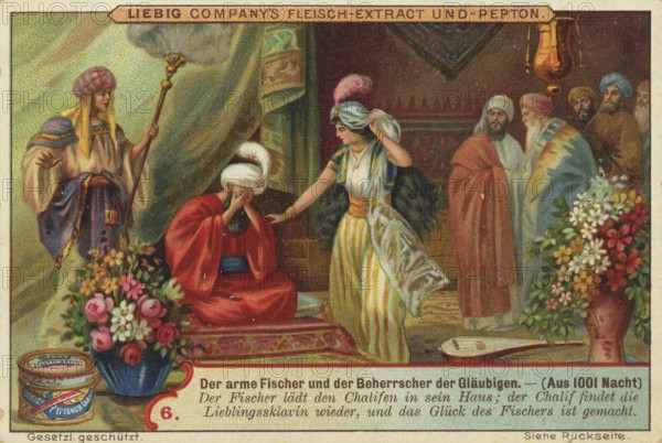 Picture series Fairy tale scenes from 1001 nights, the poor fisherman and the ruler of the
