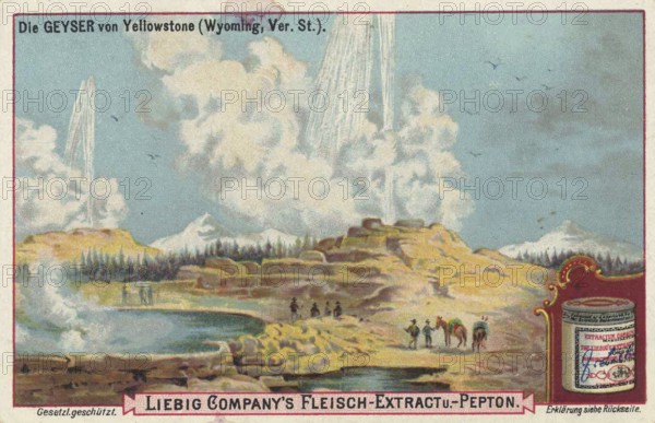 Picture series volcanic landscapes, the geyser, geyser, of Yellowstone, Wyoming, America, Liebig