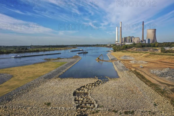 Dinslaken, Voerde, North Rhine-Westphalia, Germany, Emscher estuary into the Rhine. Construction