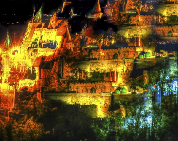 Creative shot, Hohenzollern Castle, light reflections, creative, colourful, colourful, all over,