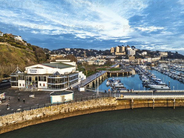 Torquay Marina and Harbour from a drone, English Riviera, Torbay, Devon, England, United Kingdom,