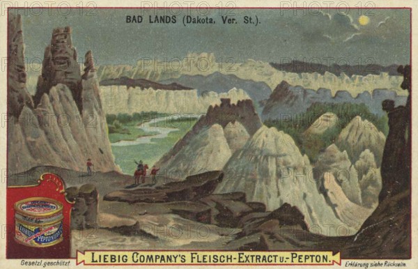 Picture series Volcanic landscapes, the Badlands in Dakota, America, Liebig picture, digitally