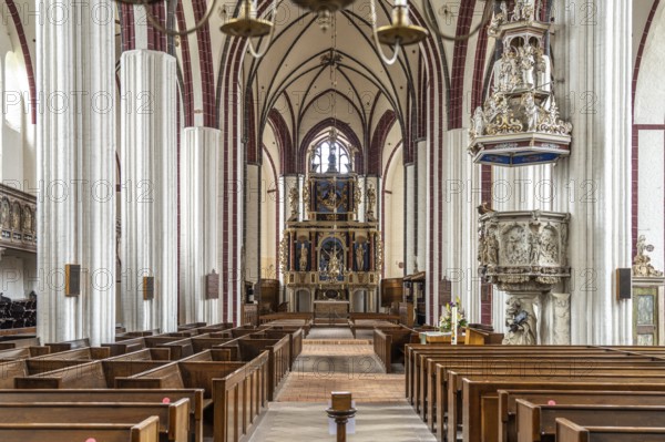 Interior of St Stephen's Church in Tangermünde, Saxony-Anhalt, Germany, Europe