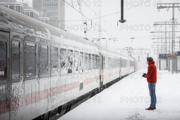 Essen, North Rhine-Westphalia, Germany - Onset of winter in the Ruhr area, Essen railway station,