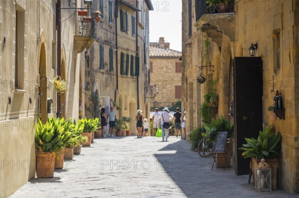 Typical townscape, Pienza, Val d'Orcia, Orcia Valley, UNESCO World Heritage Site, Siena Province,