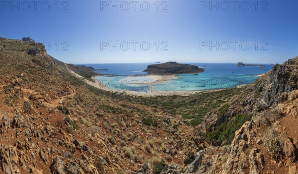 Beach and bay of Balos, Gramvousa peninsula, Kolimbari, West Crete, Crete, Greece, Europe