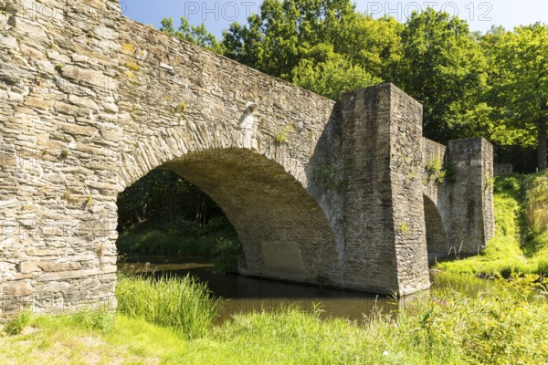 Historic old bridge over the Freiberger Mulde in Halsbrücke, Saxony, Germany, Europe