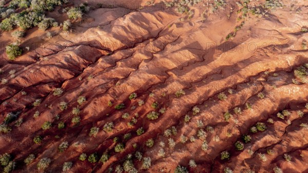 Red earth, erosion, above the cliff, Agulo, La Gomera, Canary Islands, Spain, Europe