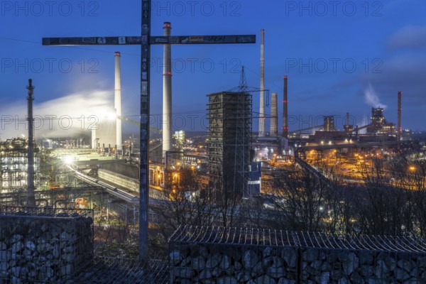 The Thyssenkrupp Steel steelworks in Duisburg-Marxloh, on the Rhine, coking plant unloading tower,