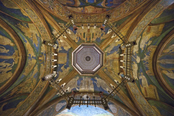 St. Maria and Clemens, view from the lower church through the opening to the ceiling of the upper