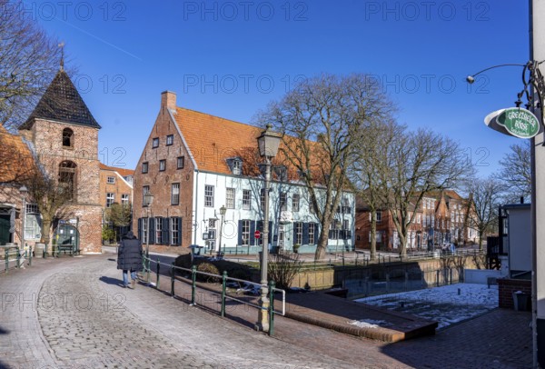 The village of Greetsiel, municipality of Krummhörn, historic Greetsiel church, Protestant Reformed