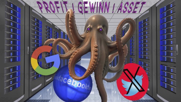 Symbolic image, Octopus - octopus as (a) Social media, mobile phone, smartphone, socialmedia, Elon