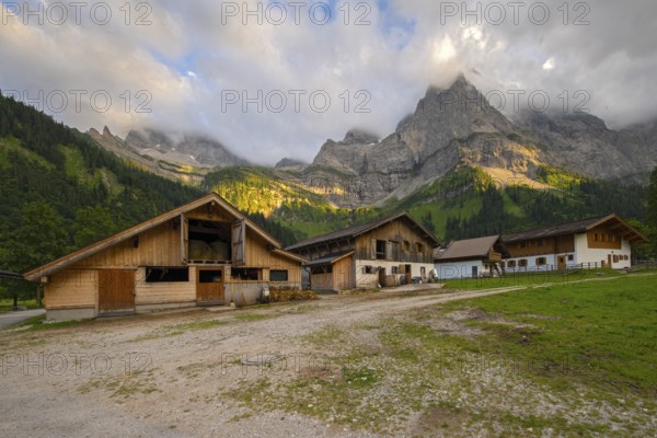 The alpine village of Eng, Eng-Alm, Karwendel mountains, Tyrol, Austria, Europe