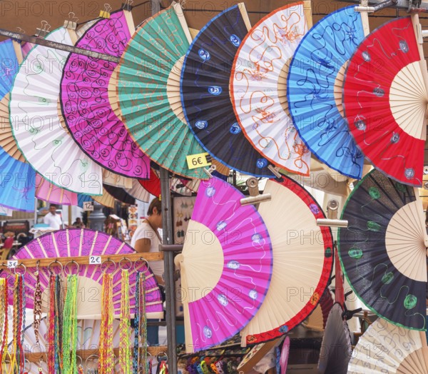 Fans on sale, Palma de Mallorca, Mallorca, Balearic Islands, Spain, Europe