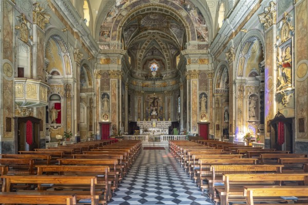 Interior of the Chiesa San Maurizio church in Riva Ligure, Riviera di Ponente, Liguria, Italy,