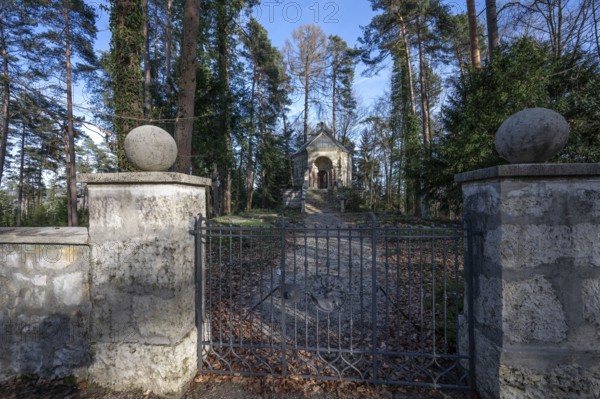 Entrance to the mausoleum of the Tucher family, Simmelsdorf, Middle Franconia, Bavaria, Germany,