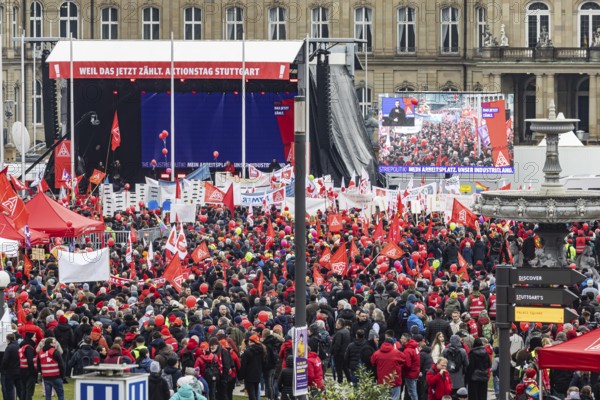 Day of action organised by IG Metall in Stuttgart. Metalworkers rally to fight for the future of