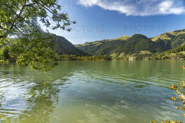 Lake and town Walchsee, Tyrol, Austria, Europe