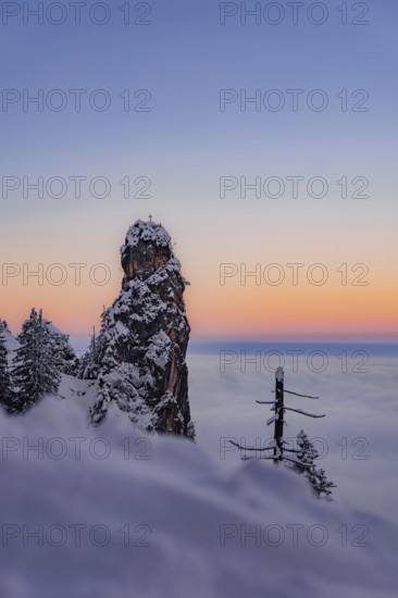 Sunrise snow tour on the Tegelberg in the Allgäu in Bavaria. Winter Wonder Land, Germany, Europe