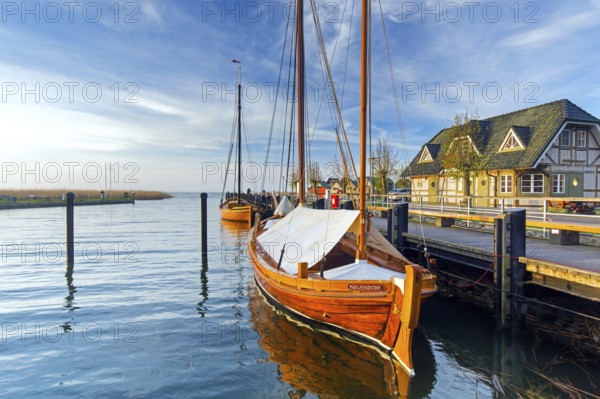 Fischland Brauerei, brewery and Zeesenboote, traditional sailing boats in Althagen harbour,