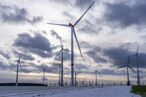 Wind farm, north of Lichtenau, self-proclaimed energy town, over 190 wind turbines and over 1200
