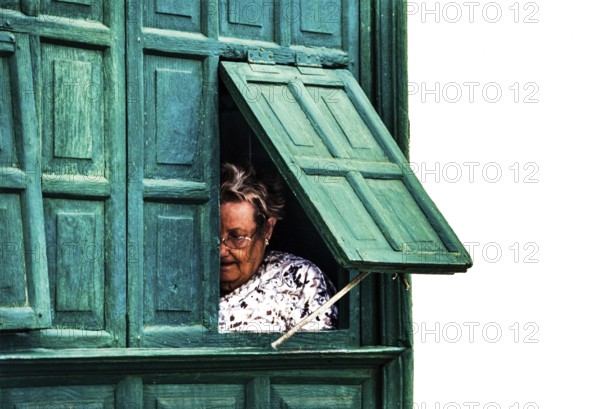 traditional window, Teguise, Lanzarote, Canary Islands, Spain, Europe