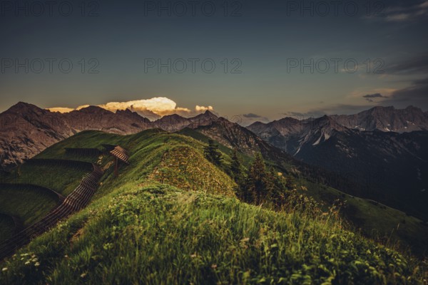Hiking tour on the Hönig mountain in the Lechtal valley near Berwang in Tyrol, Austria, Europe
