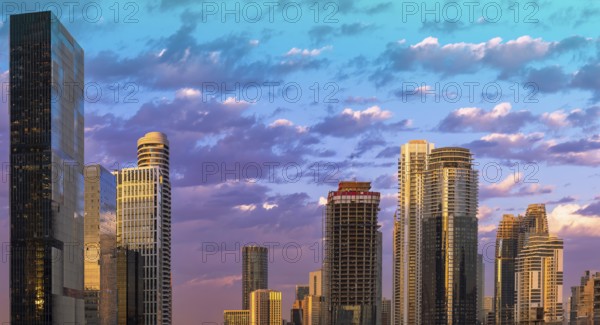 Israel, Tel Aviv financial business district skyline with shopping malls and high tech offices,