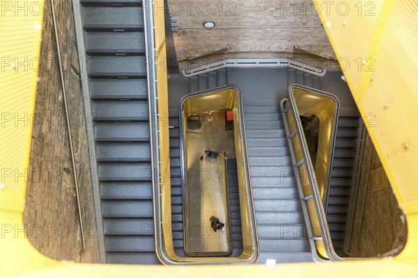 Stairs in the Bismarck Column observation tower on the southern hill of Dresden, Saxony, Germany,