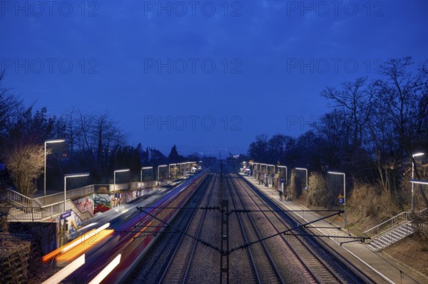 S-Bahn, public transport, train, passes through stop, station, platform, summer train, movement