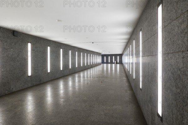Tunnel subway to Museumsinsel underground station illuminated with LED light, Berlin, 07.02.2025,