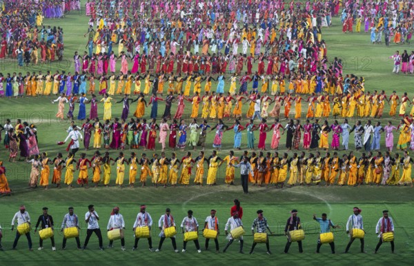 Several thousands of dancers perform traditional Jhumur dance, as they rehearse for the upcoming