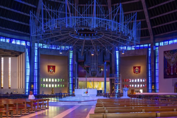 Modern interior of Roman Catholic cathedral church, Metropolitan Cathedral of Christ the King, city