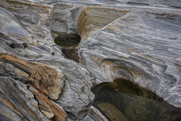 Rocks, rock structures, Verzasca River, near Lavertezzo, Verzasca Valley, Valle Verzasca, Canton