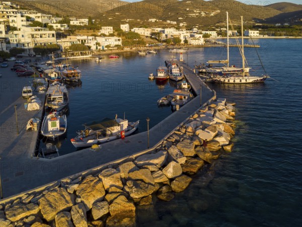The small fishing harbour of Katapola, Amorgos, Cyclades, Greece, Europe