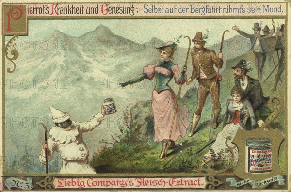 Series Cure of Pierrot by Liebig meat extract, Pierrot's illness and recovery, even on the mountain
