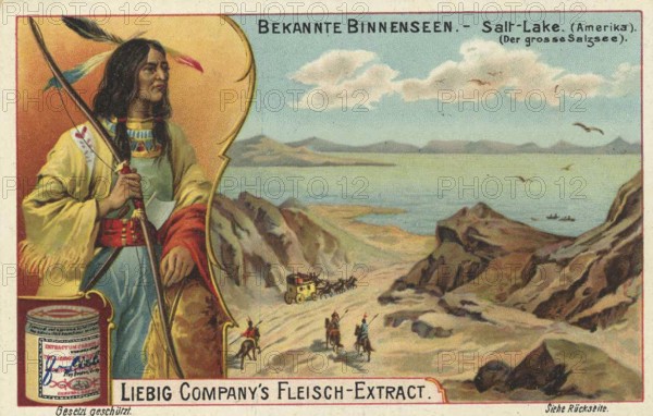 Picture series Known inland lake with natives, Salt Lake, the great salt lake in America, Liebig