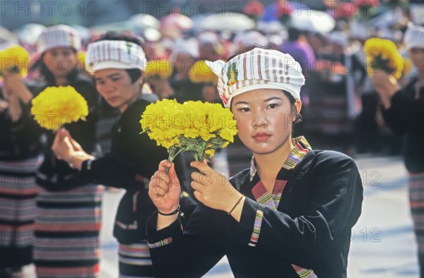 Thai girls performing local dance during the celebration of King Narai Reign Fair, Lopburi,