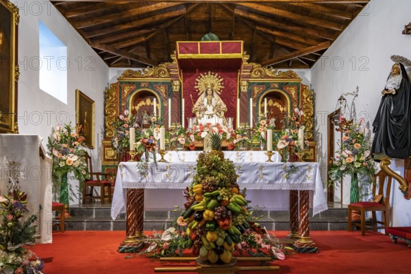 The Parroquia Nuestra Señora de la Salud church decorated for the Bajada in Arure, La Gomera,
