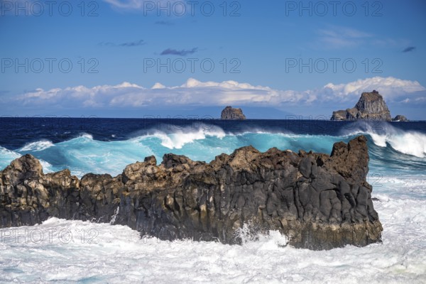 Surf at the coast near La Maceta, El Hierro, Canary Islands, Spain, Europe