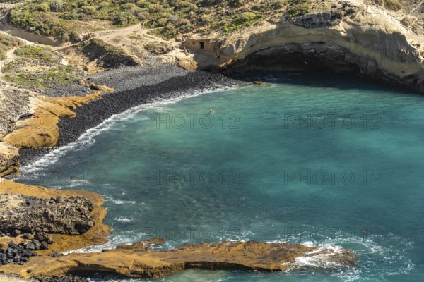 Black beach on the Costa Adeje, Tenerife, Canary Islands, Spain, Europe