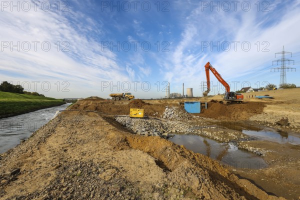 Dinslaken, Voerde, North Rhine-Westphalia, Germany, Emscher estuary into the Rhine. Construction