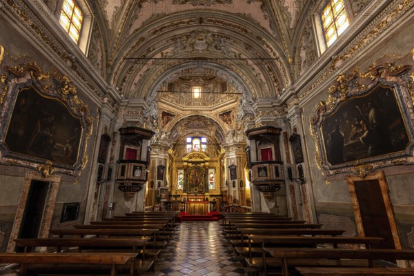 Church Santuario della SS Pietà, interior view, nave, Cannobio, Lake Maggiore, Province of