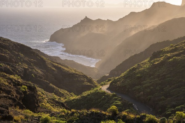 View of Punta San Lorenzo, Punta Sabina and the road to Playa de La Caleta. In the morning, good