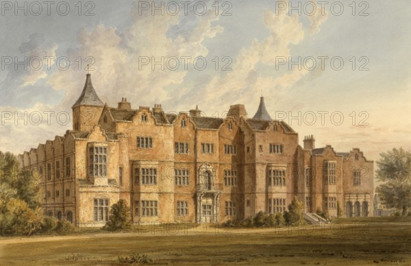 North East View of Holland House, England, digitally restored reproduction of a 19th-century